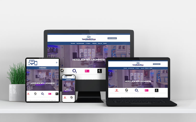 TeleMediaShop Webseite in verschiedenen Geräten dargestellt