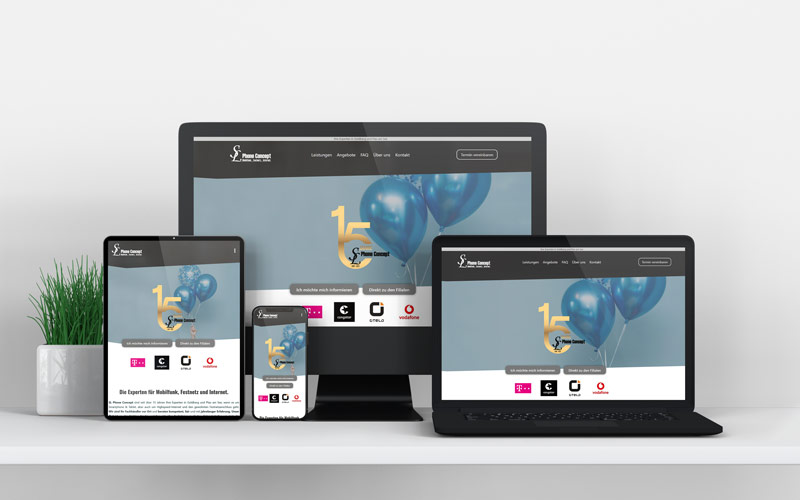 SL Phone Concept Webseite in verschiedenen Geräten dargestellt
