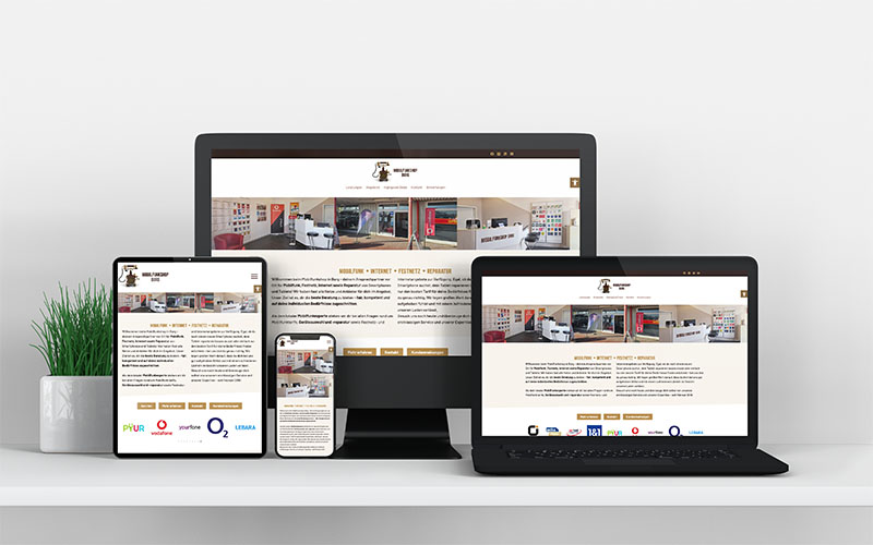 Mobilfunkshop Burg Webseite in verschiedenen Geräten dargestellt