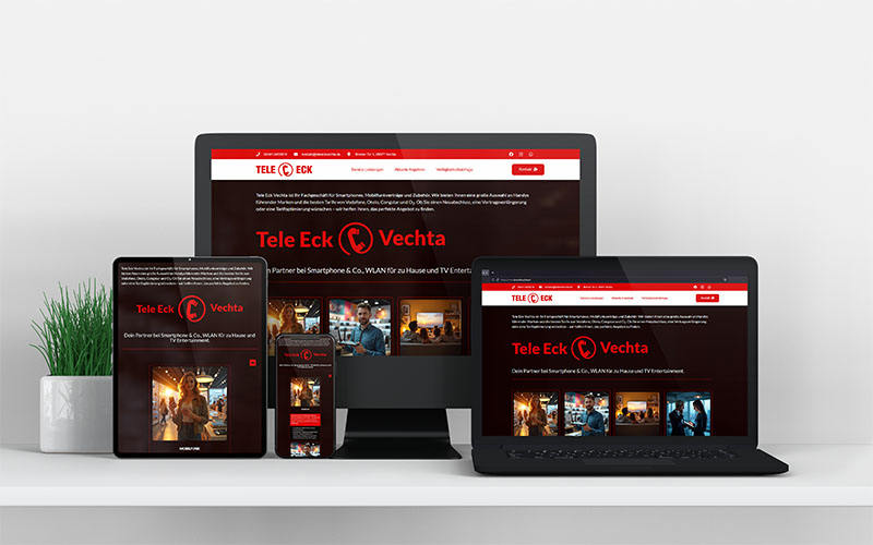 Tele Eck Vechta Webseite in verschiedenen Geräten dargestellt