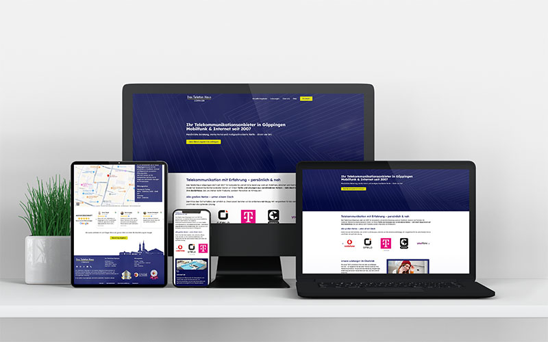 Das Telefon Haus Göppingen Webseite in verschiedenen Geräten dargestellt
